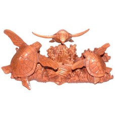 Wooden Three Turtles On The Base 50 cm