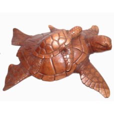 Wooden Mom And Baby Turtle 50 cm