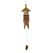 Bamboo Wind Chime Burnt Motif Bird House 110 cm