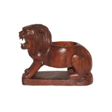 Wooden Wine Bottle Holder Lion 24 cm