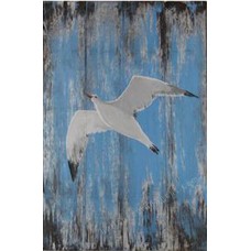 Wood Abstract Art Painting Seagull 40 cm
