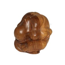 Wooden Natural Brown Weeping Buddha Yogi 20 cm