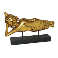 Wooden Golden Reclining Buddha on Stand 50 cm