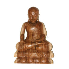 Wooden Natural Brown Praying Buddhist Monk 65 cm