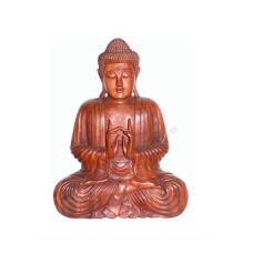 Wooden Brown Meditation Buddha Statue 45 cm