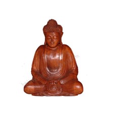 Wooden Brown Meditation Japanese Buddha 25 cm