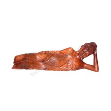 Wooden Brown Reclining Buddha Sculpture 40 cm