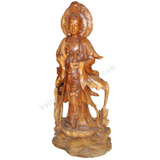 Wooden Brown Kwan Yin Goddess Statue 150 cm