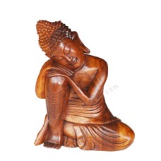 Wooden Brown Serene Relaxing Buddha 30 cm