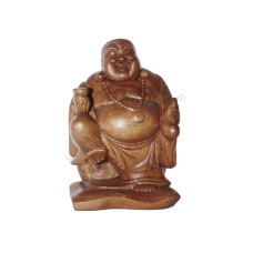 Wooden Brown Happy Buddha Statue 20 cm