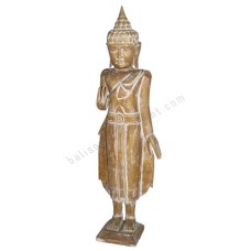 Wooden Standing Buddha White Wash 90 cm