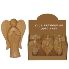 Wooden Natural Angel Sculptures Display Of 12