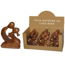 Wooden Brown Kissing Sculpture Display Of 12