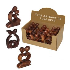 Assorted Wooden Kissing Couple Display Of 12