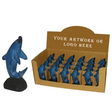 Wooden Blue Dolphin Sculpture Display Of 24