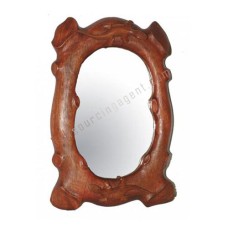 Wooden Carved Gecko Mirror Honey Brown 30 cm