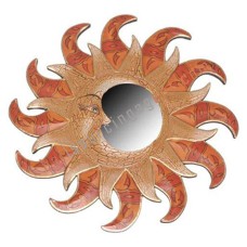 Wall Mirror Single Moon Cracked Brown 60 cm