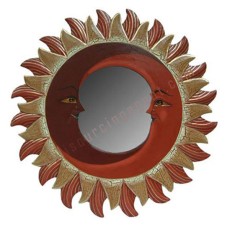 Double Moon Mirror Brown Maroon 60 cm