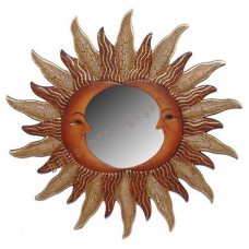 Double Moon Mirror Cracked Brown 60 cm