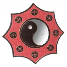 Wall Mirror Frame Yin Yang Cracked Red 60 cm