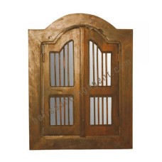 Wooden Mirror Closed Window Style Honey Brown 45 cm