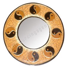 Hanging Wall Mirror Yin Yang Cracked Orange 60 cm