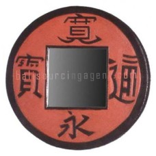 Wall Mirror Japanese Coin Cracked Red 60 cm