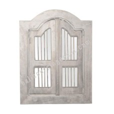 Wooden Mirror Closed Window Style White Wash 45 cm