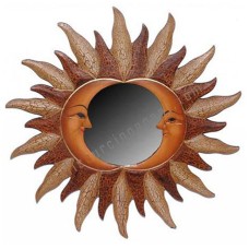 Wall Mirror Double Moon Orange Brown 60 cm