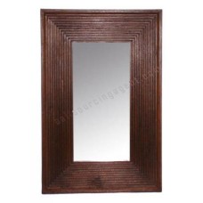 Wooden Rectangle Mirror Lines Motif Dark Brown 145 cm