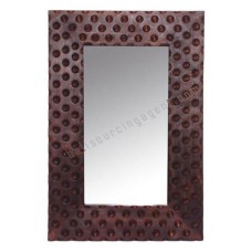 Wooden Rectangle Mirror Dots Motif Tea Brown 145 cm