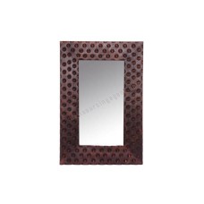 Wooden Rectangle Mirror Dots Motif Tea Brown 45 cm