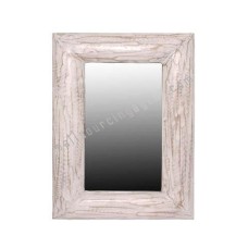 Wooden Rectangle Mirror White Wash 75 cm