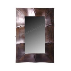 Wooden Rectangle Mirror Bamboo Motif Dark Brown 75 cm