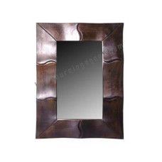 Wooden Rectangle Mirror Bamboo Motif Dark Brown 60 cm