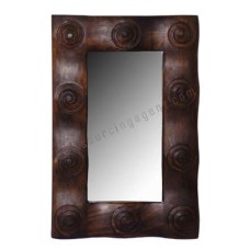 Wooden Circles Rectangle Mirror Dark Brown 145 cm