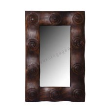 Wooden Circles Rectangle Mirror Dark Brown 95 cm