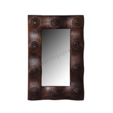 Wooden Circles Rectangle Mirror Dark Brown 75 cm