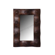 Wooden Circles Rectangle Mirror Dark Brown 60 cm