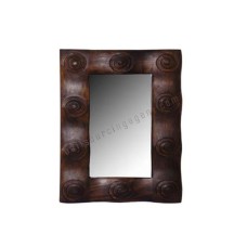 Wooden Circles Rectangle Mirror Dark Brown 45 cm