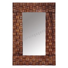 Wooden Woven Rectangle Mirror Tea Brown 145 cm