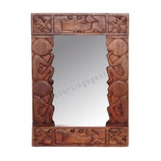 Wooden Rectangle Mirror Primitive Honey Brown 95 cm