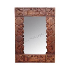 Wooden Rectangle Mirror Primitive Honey Brown 75 cm