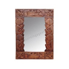 Wooden Rectangle Mirror Primitive Honey Brown 60 cm