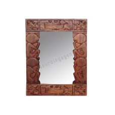 Wooden Rectangle Mirror Primitive Honey Brown 45 cm