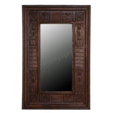 Wooden Rectangle Mirror Primitive Dark Brown 145 cm