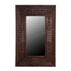 Wooden Rectangle Mirror Primitive Dark Brown 95 cm