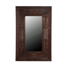 Wooden Rectangle Mirror Primitive Dark Brown 75 cm