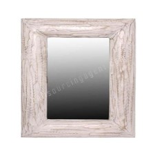 Wooden Square Mirror White Wash 70 cm