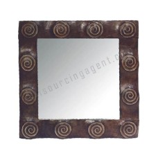 Wooden Circles Square Mirror Dark Brown 50 cm
